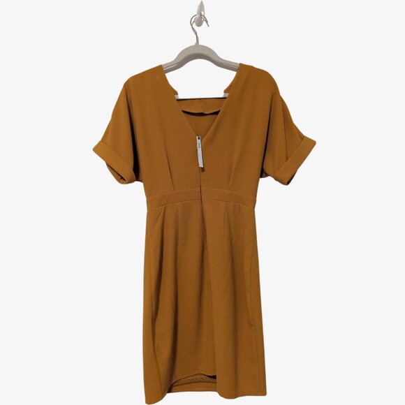 US 4 ASOS Wiggle Mini Dress in Gold NWT - Picture 2 of 7